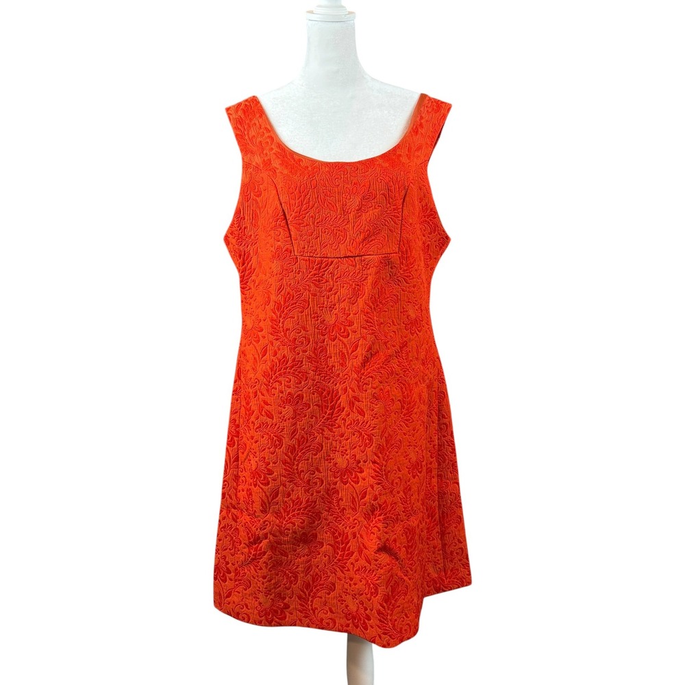 Anthropologie Dress Womens 12 What Goes Around Comes Around  Orange Brocade